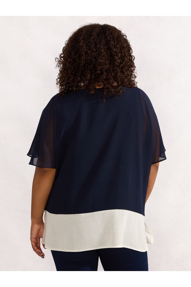 Colour Block Overlay T-Shirt, Alternate, color, Navy