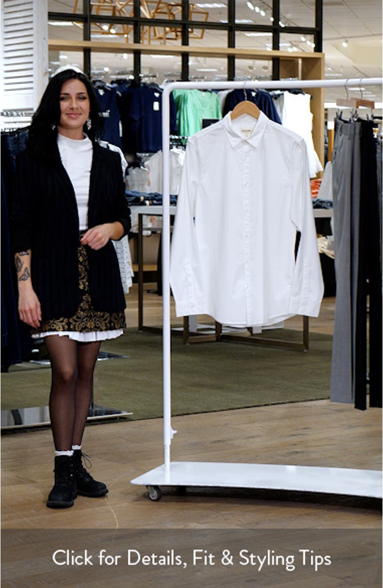 Oversize Solid Stretch Cotton Button-Up Shirt, sales video thumbnail