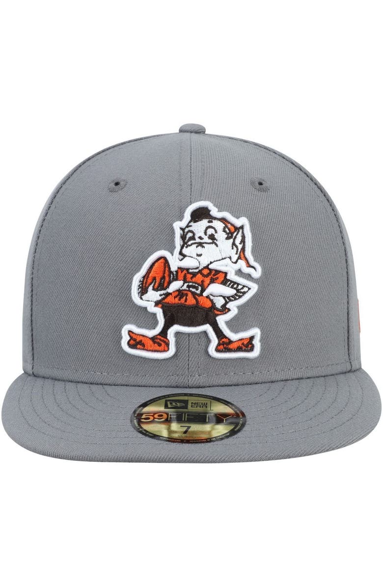 New Era Men's New Era Graphite Cleveland Browns Throwback Logo Storm 59FIFTY Fitted Hat, Main, color, 