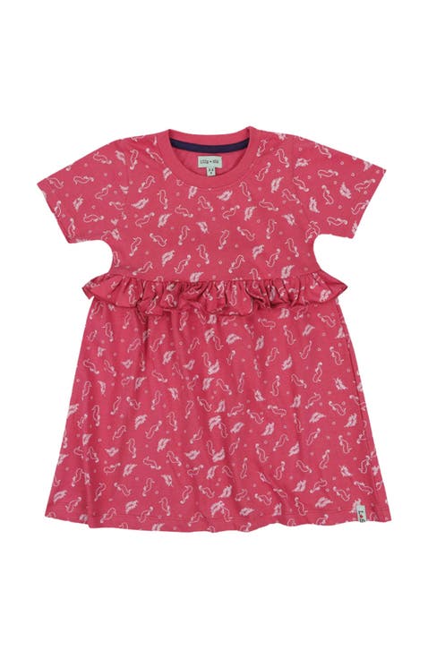 Organic Cotton Seahorse Print Dress (Toddler, Little Kid)