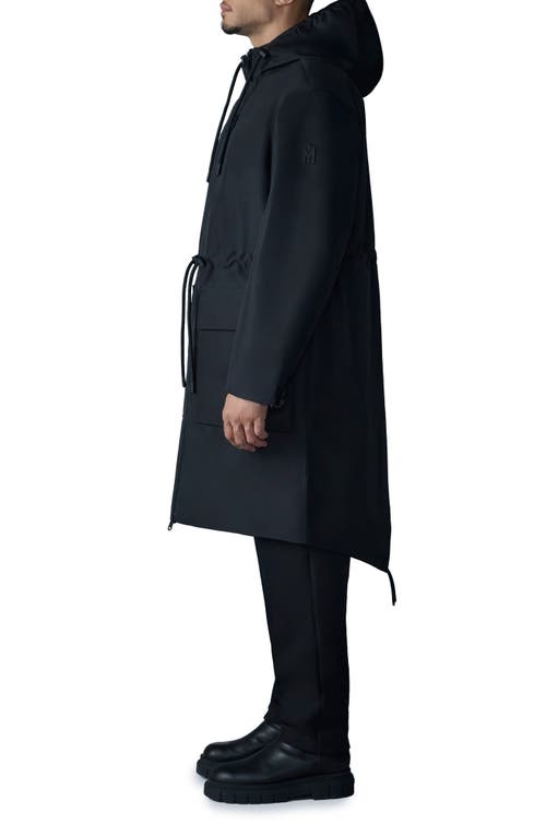 Mackage Broden-z Long Hooded Raincoat In Black-trench