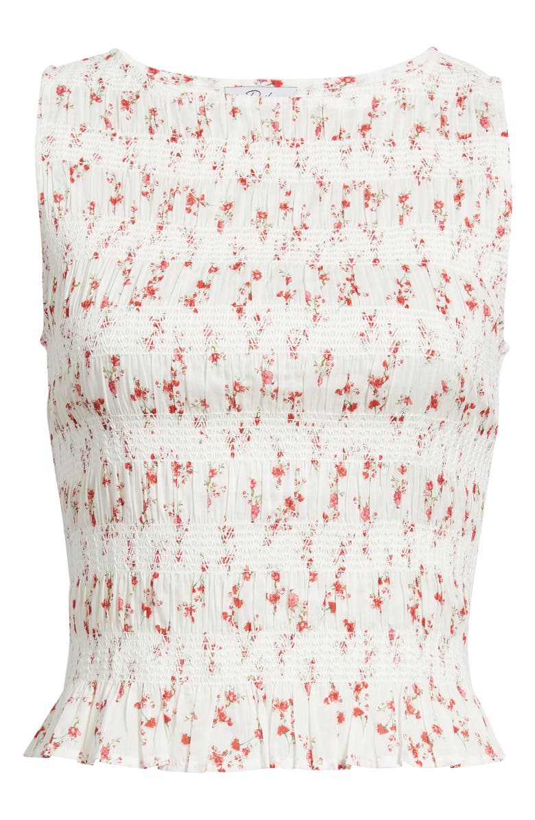 Rails Kane Floral Smocked Cotton Tank, Alternate, color, Rouge Romantic