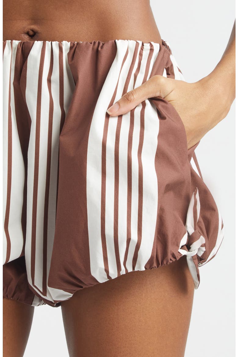 Rosie Stripe Bubble Hem Shorts, Alternate, color, CHOC STRIPE