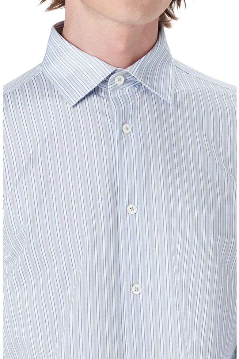 OoohCotton® Stripe Button-Up Shirt, Alternate, color, PLATINUM