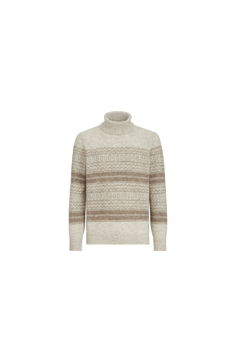 Brunello Cucinelli Alpaca, cashmere and wool nordic jacquard turtleneck sweater, Alternate, color, Chestnut