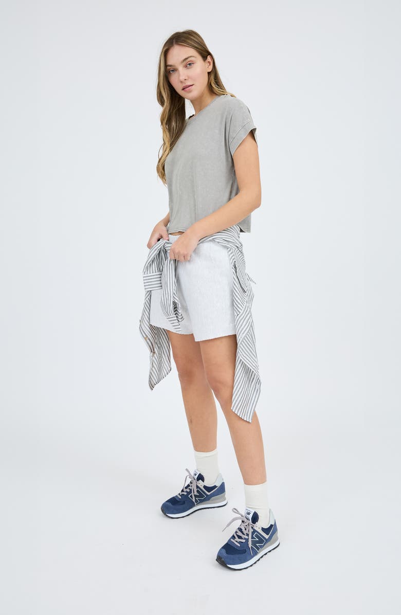 Blu Pepper Solid Washed Crop T-Shirt, Alternate, color,