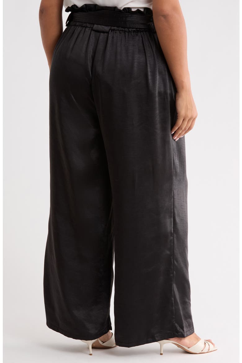 Nyssa Cole Belted High Waist Wide Leg Pants, Alternate, color, BLACK