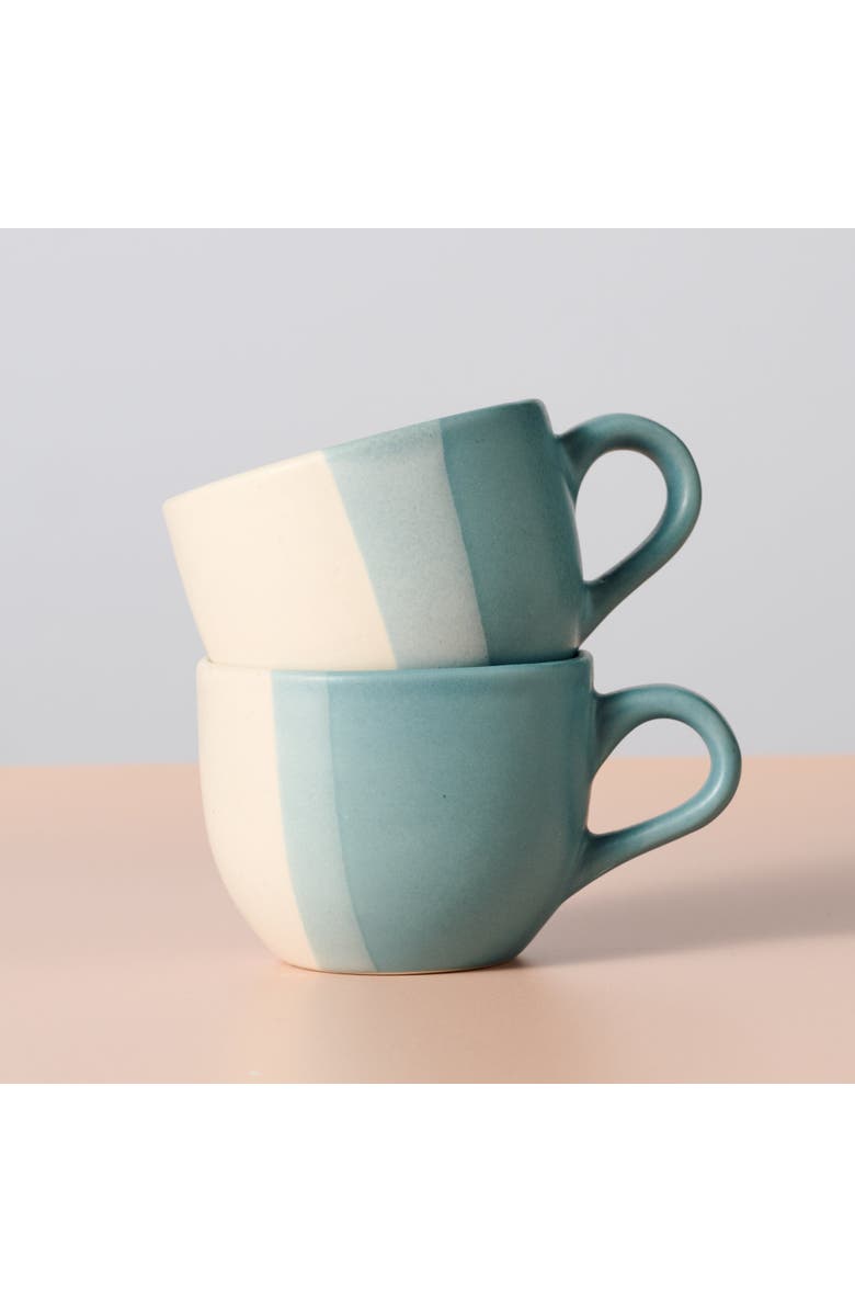 Ten Thousand Villages Pheeka Striped Tea Cups - Set of 2, Main, color, Blue Green