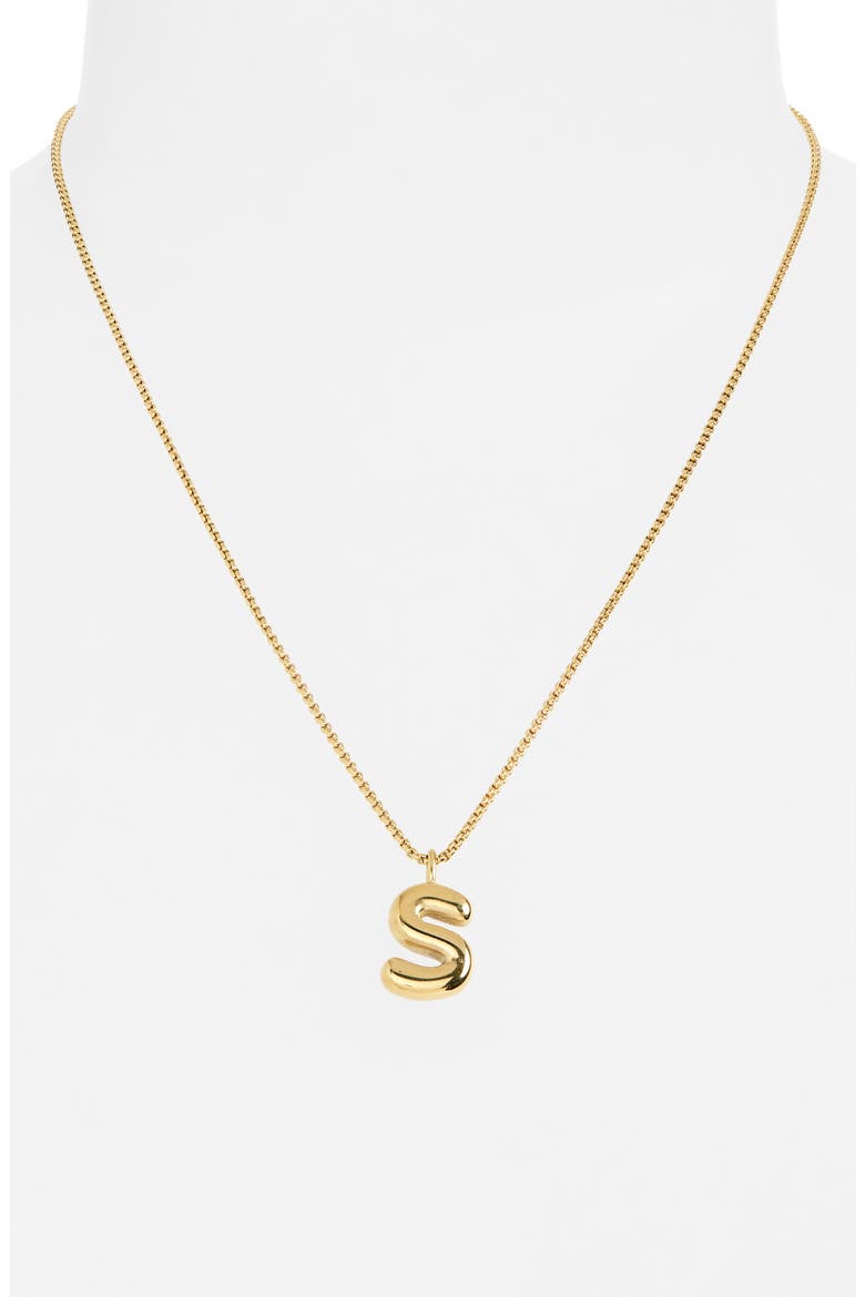 Waterproof Bubble Initial Pendant Necklace, Alternate, color, S- GOLD