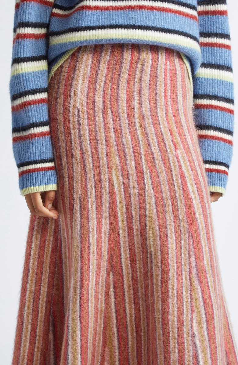 ZANKOV Zander Stripe Mohair & Alpaca Blend Sweater Skirt, Alternate, color, Camel Multi
