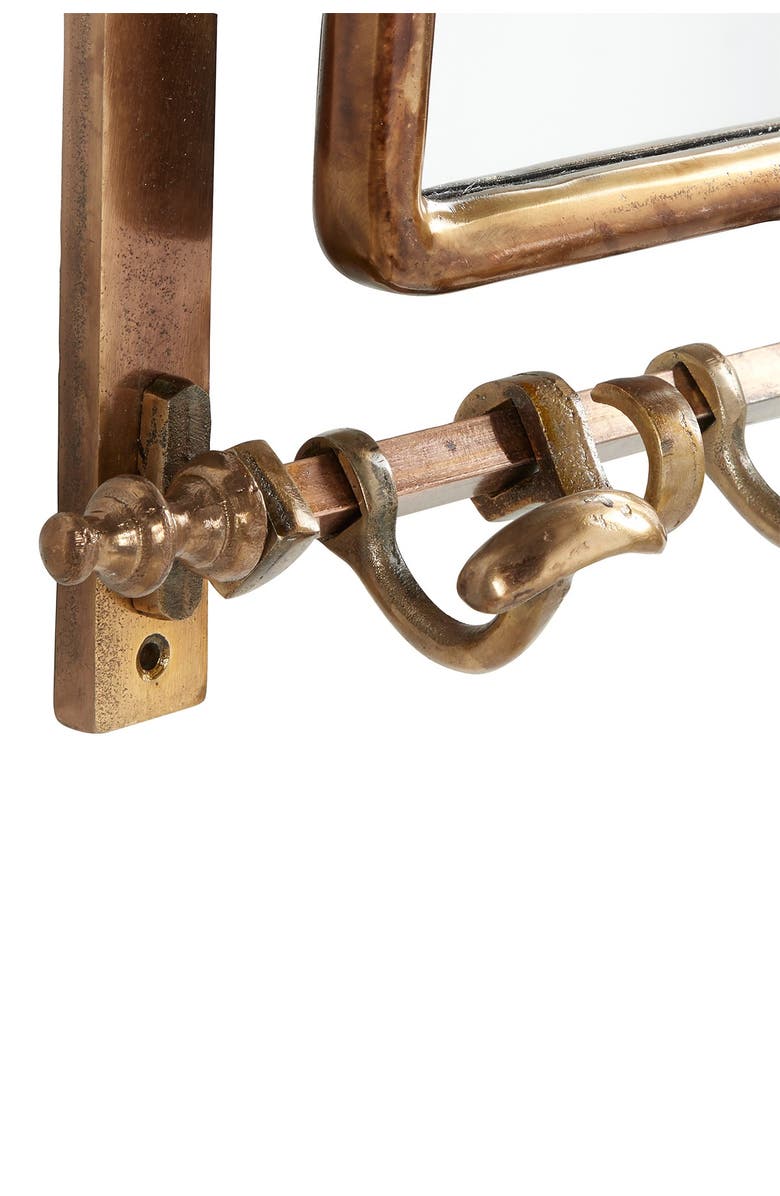 WILLOW ROW Brown Bathroom Wall Rack with Hooks & Rectangular Mirror, Alternate, color, 