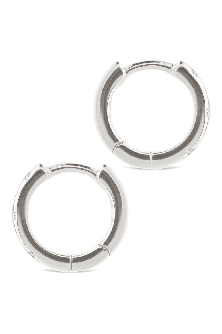 Domenica Celestial Charm Huggie Hoop Earrings, Alternate, color, SILVER