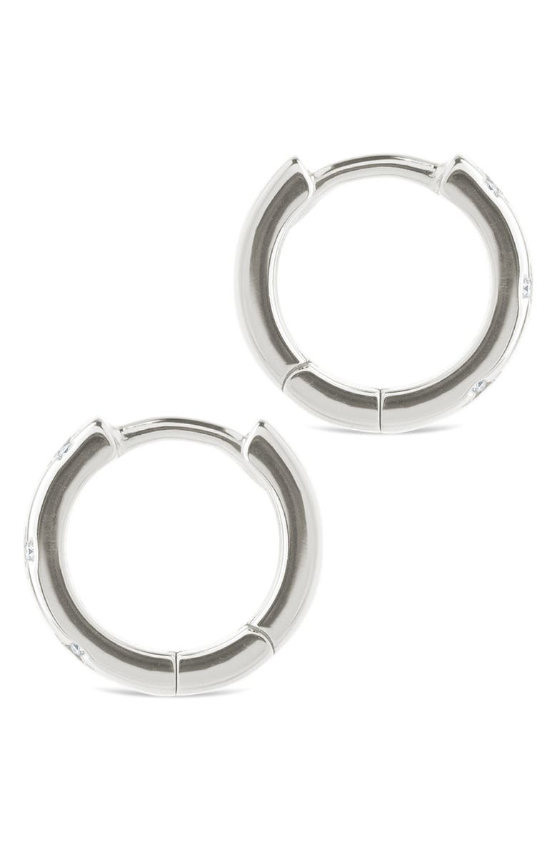 Sterling Forever Domenica Celestial Charm Huggie Hoop Earrings, Alternate, color, Silver
