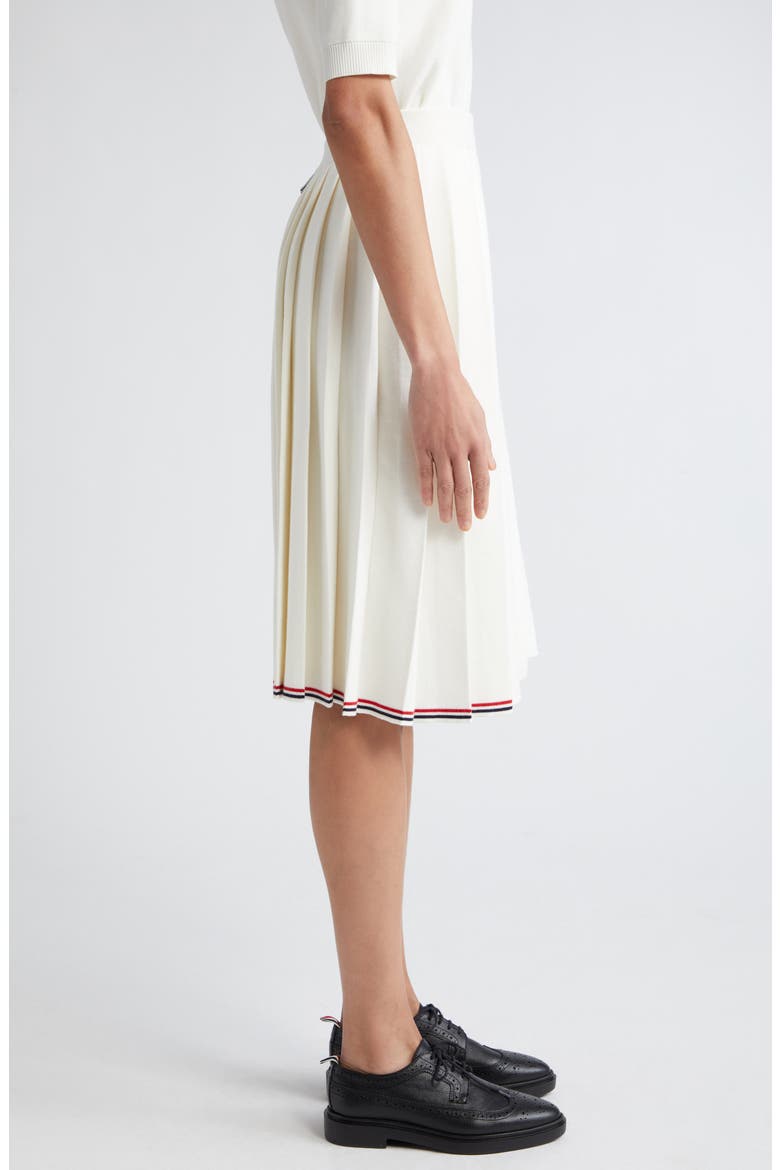 Pleat Back Cotton Sweater Skirt, Alternate, color, WHITE