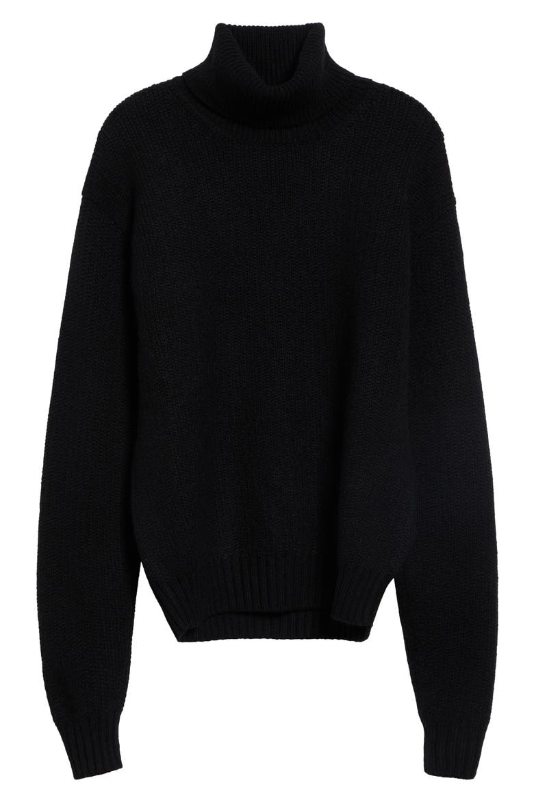 Wool, Cashmere & Mohair Turtleneck Sweater, Main, color, BLACK