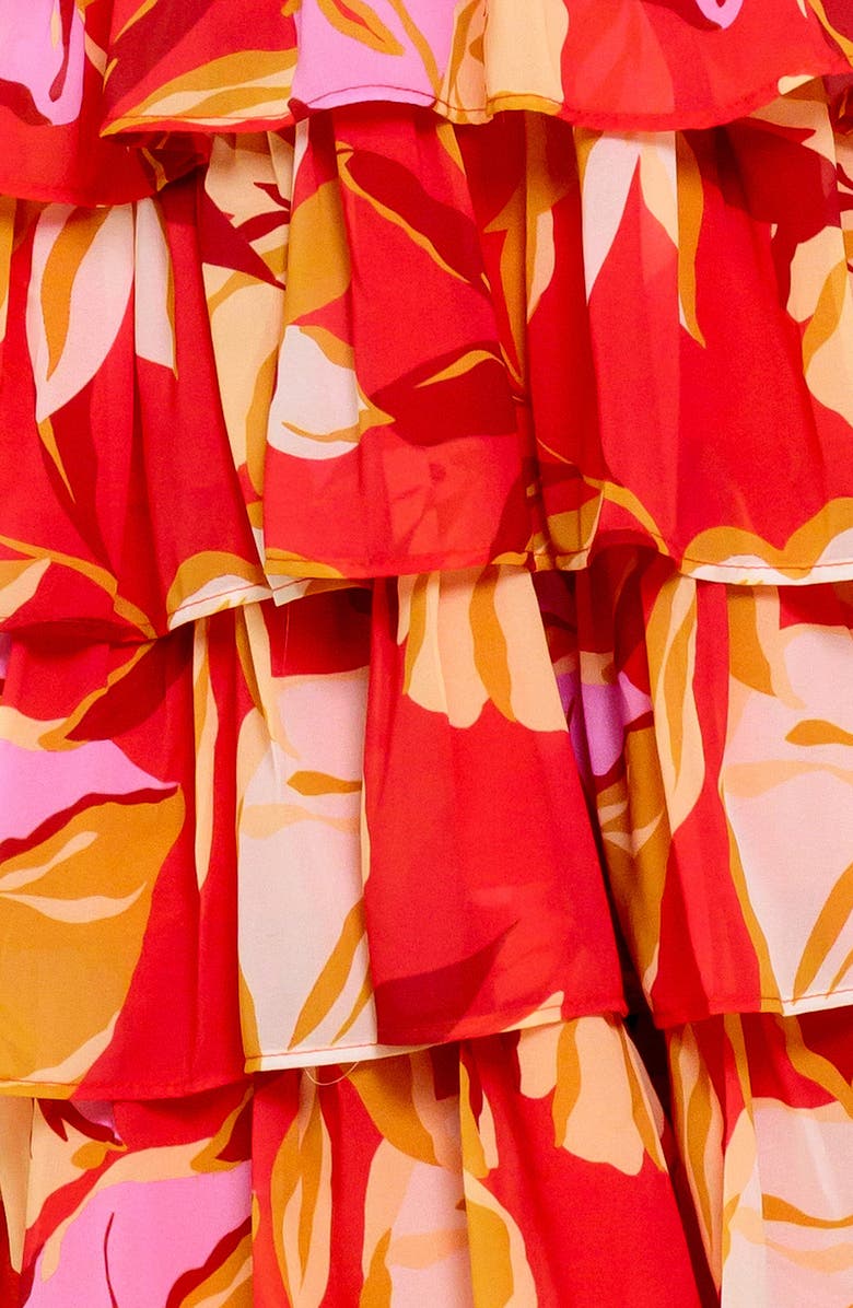 FLYING TOMATO Floral Plunge Neck Minidress, Alternate, color, Red