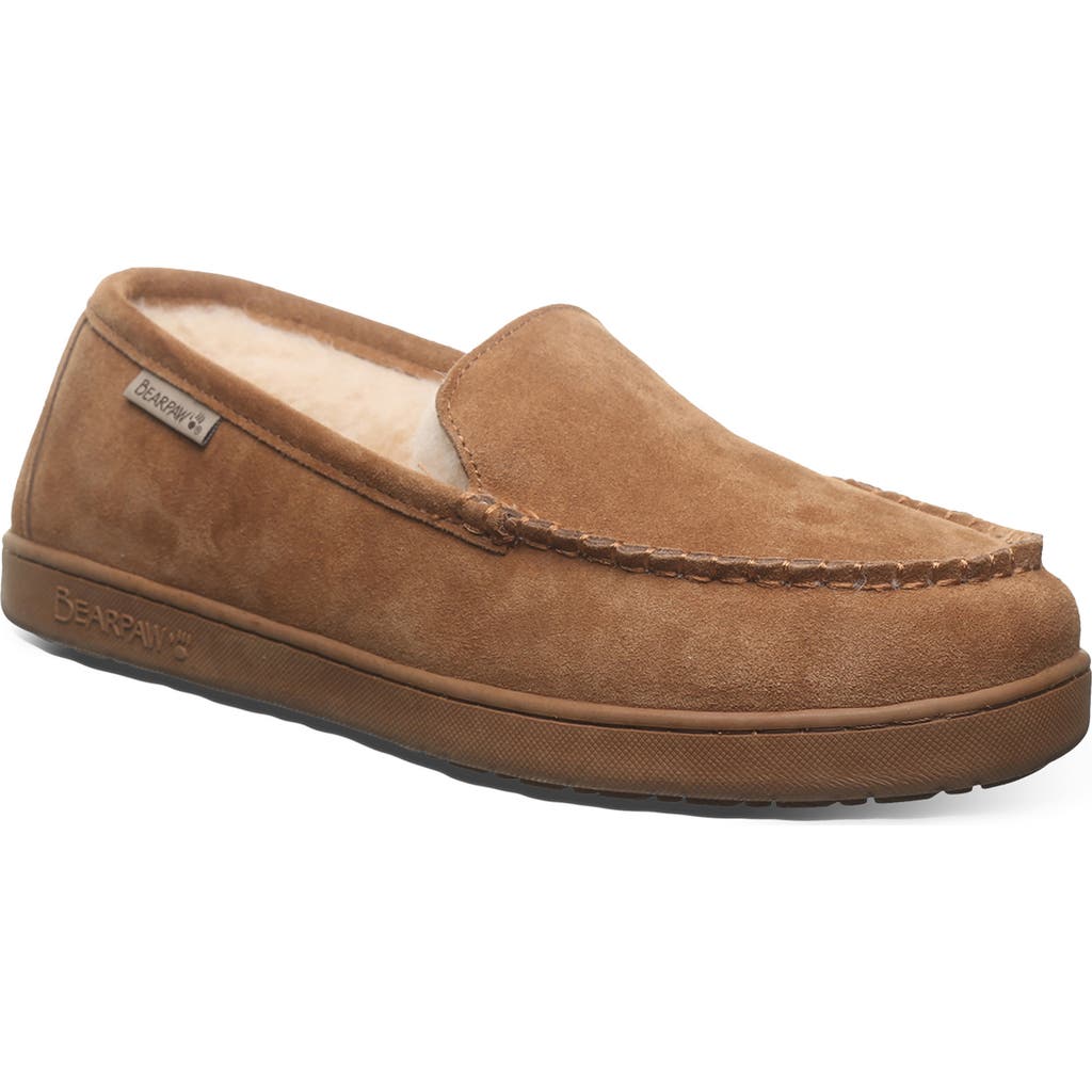 Bearpaw Brian Suede Faux Fur Wool Blend Lined Slipper In Hickory