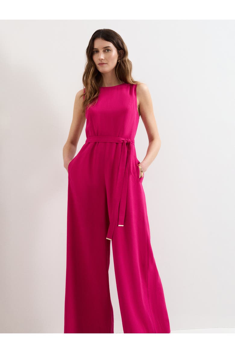 Marta Belted Jumpsuit, Alternate, color, Fuchsia