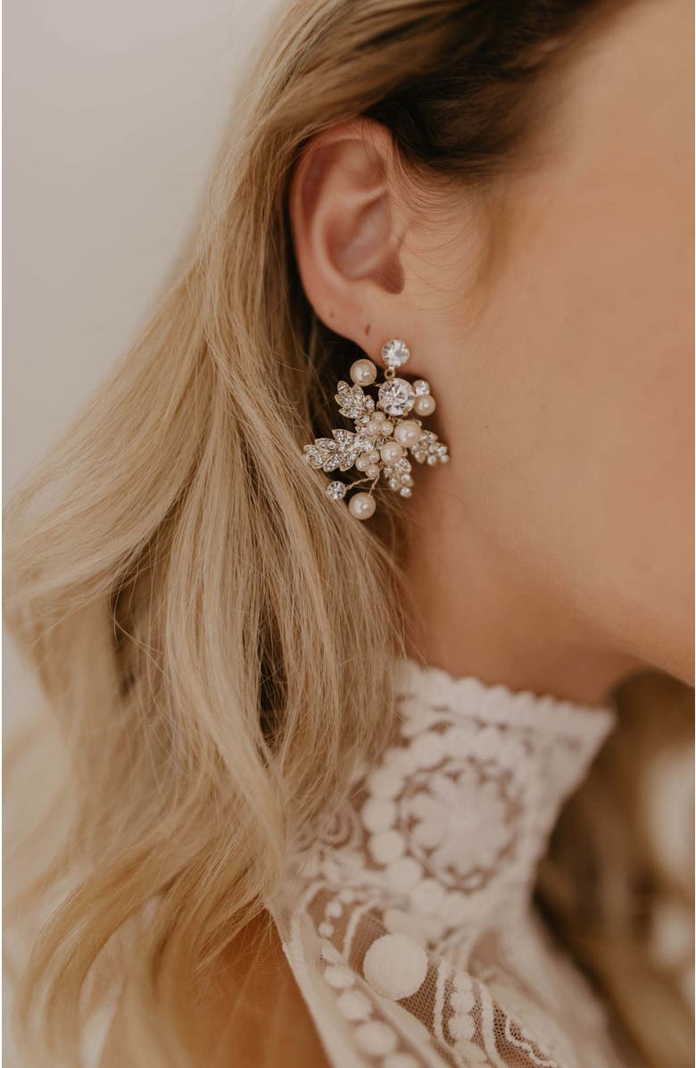 Untamed Petals Gwen Crystal Earrings, Alternate, color, Gold