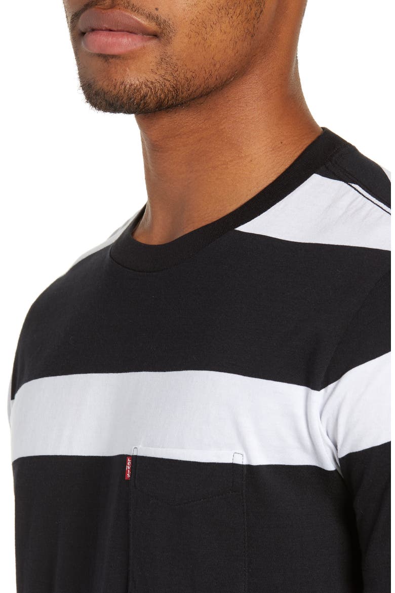 Levi's® Pocket T-Shirt, Alternate, color, BLACK/ WHITE STRIPES