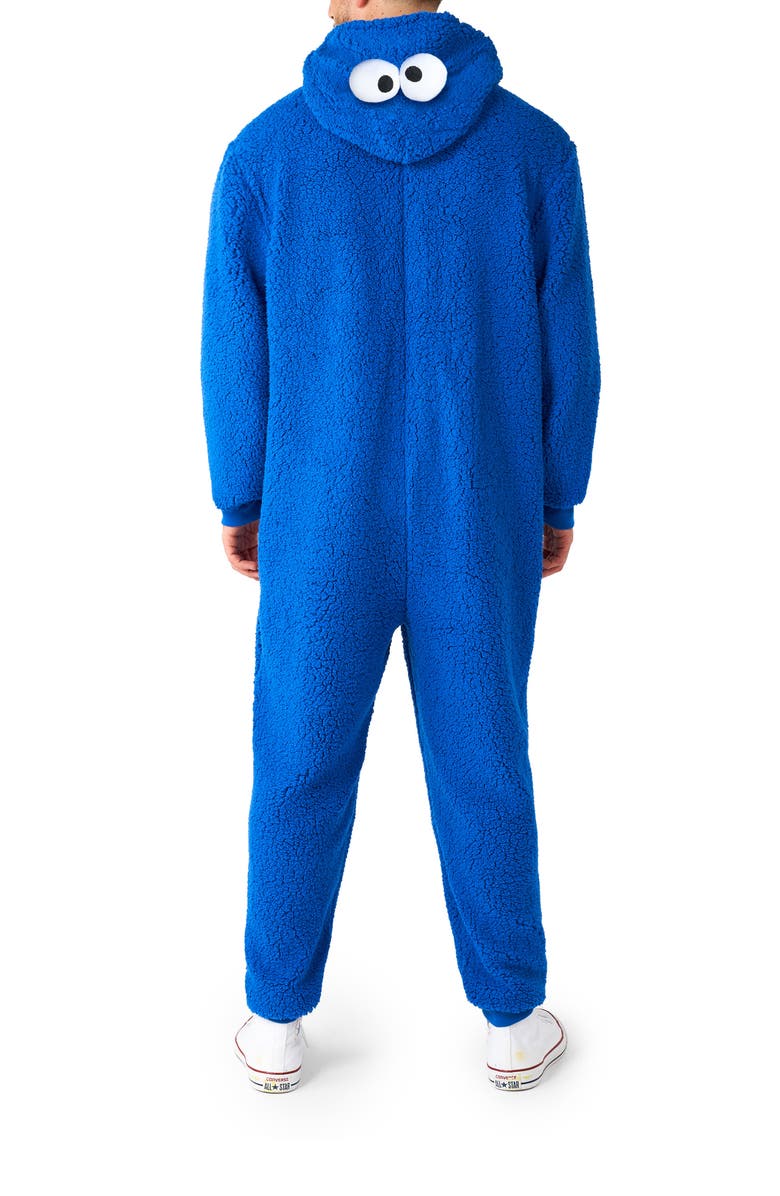 OppoSuits Sesame Street<sup>®</sup> Cookie Monster Hooded Long Sleeve Fleece Jumpsuit, Alternate, color, Blue