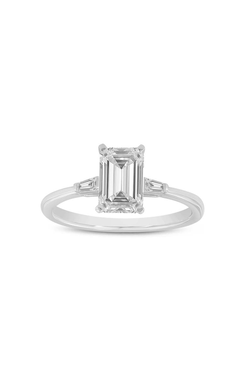 LuvMyJewelry Solene 14K White Gold Emerald Cut Lab Grown Diamond 3 Stone Engagement Ring - 1.6 ctw, Main, color, 