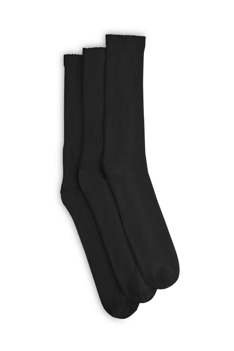 3-pk Continuous Comfort Crew Socks, Main, color, BLACK