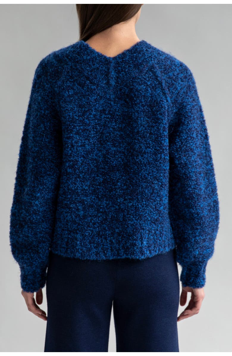 SSKEIN V Neck Boucle Pullover, Alternate, color, Sky Navy