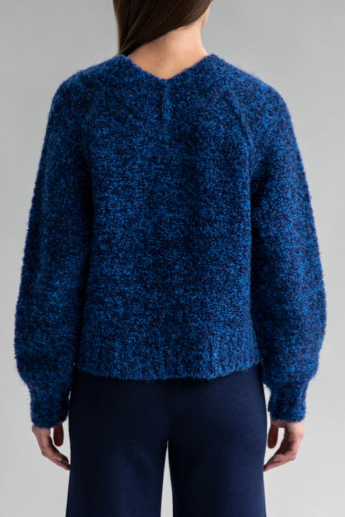 Sskein V Neck Boucle Pullover In Sky Navy