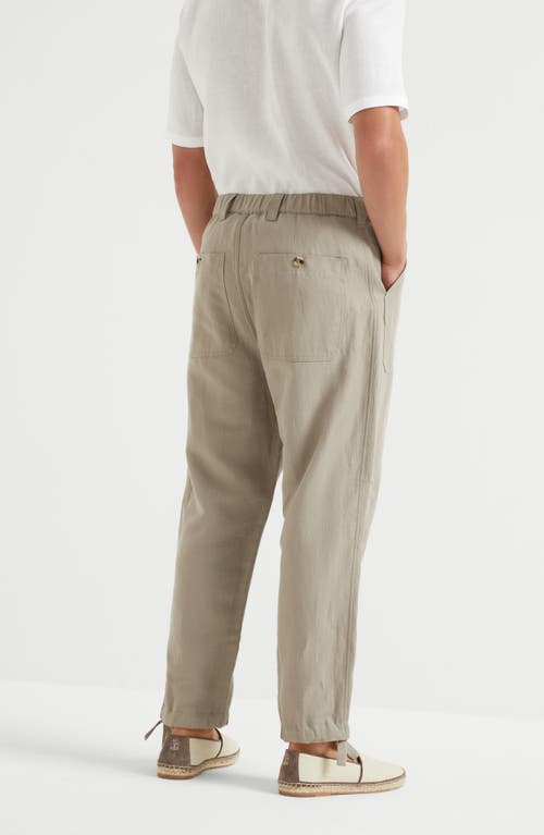 Brunello Cucinelli Linen Pants In Khaki