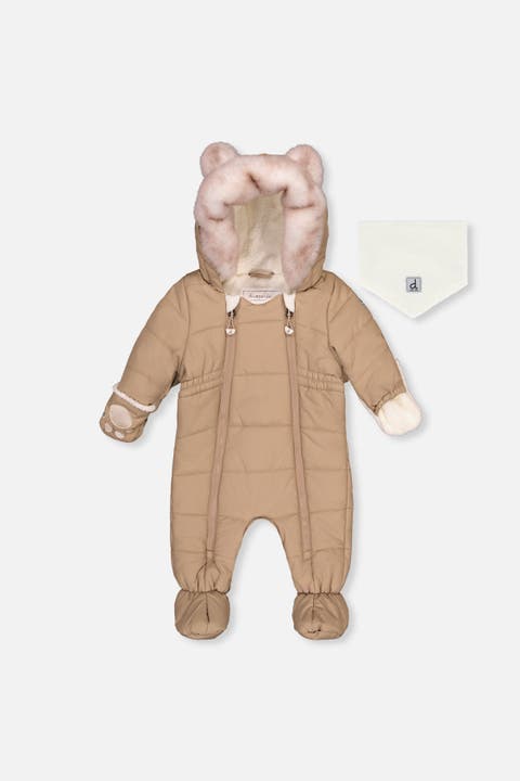 Bear Paw One Piece Footie Fleece Neckwarmer Snowsuit