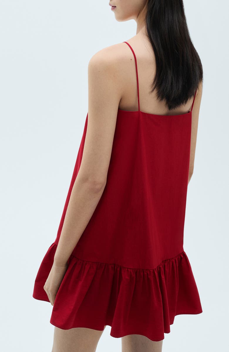 MANGO Spaghetti Strap Ruffle Hem Minidress, Alternate, color, Red