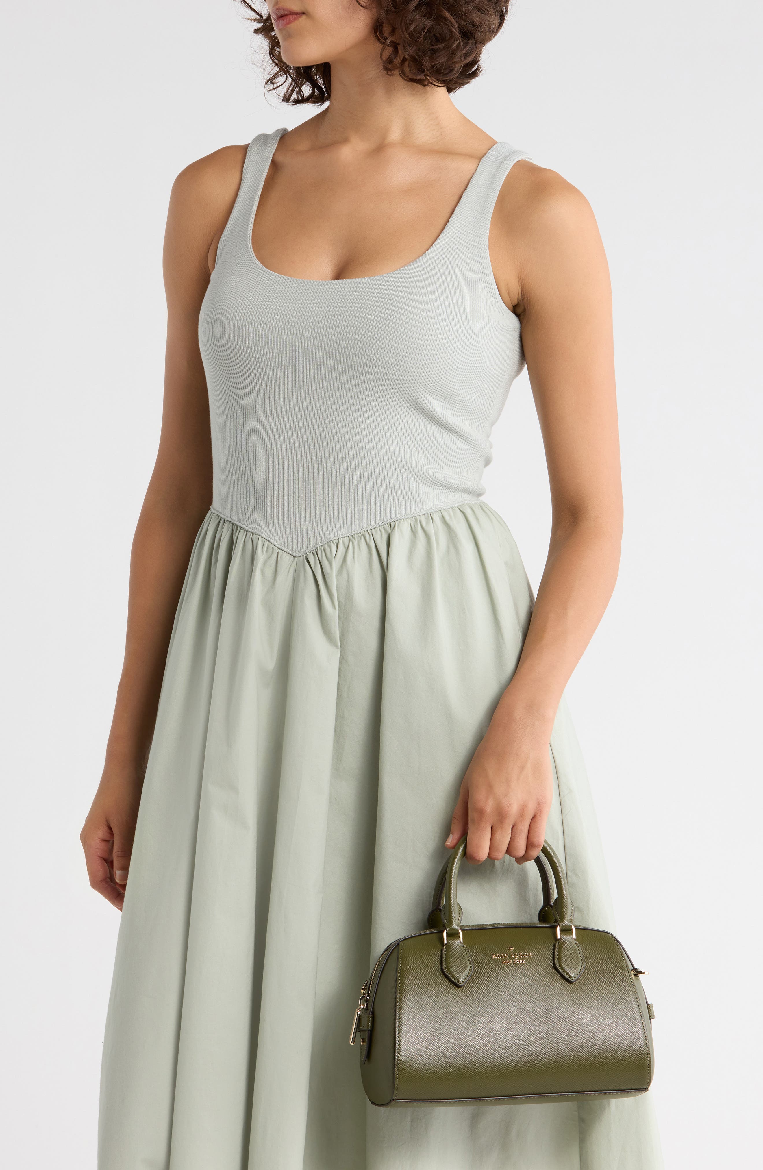 Kate Spade New York madison saffiano leather small satchel, Alternate, color, Seaweed