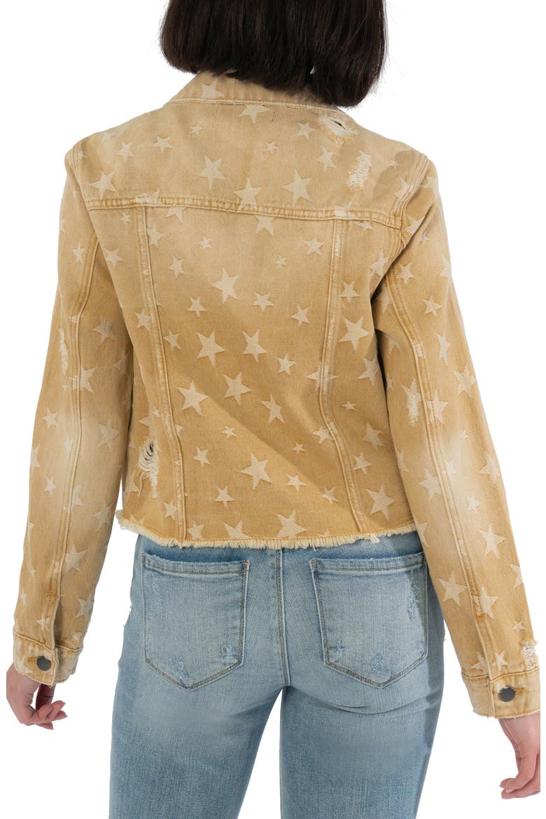 Julia Star Print Cotton Denim Trucker Jacket, Alternate, color, KHAKI