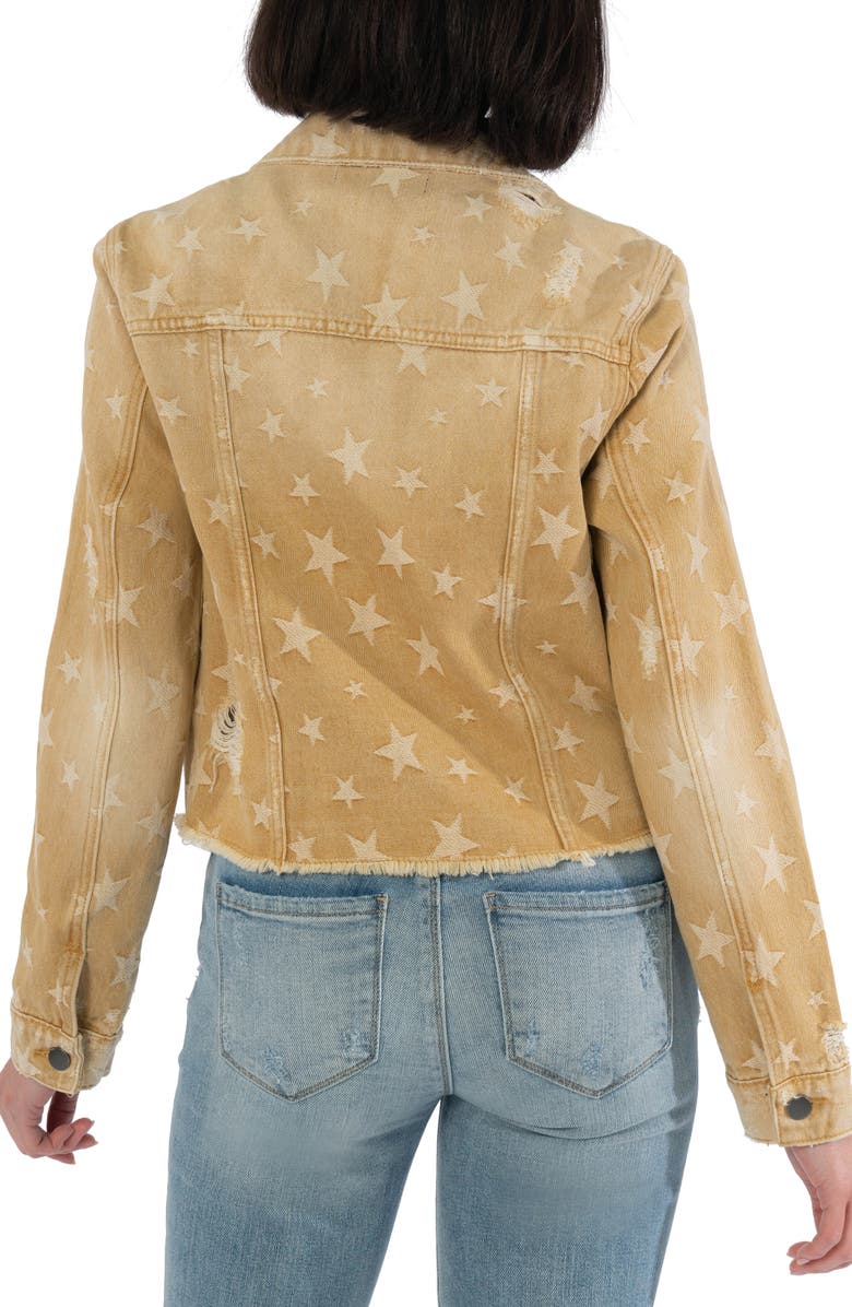 KUT from the Kloth Julia Star Print Cotton Denim Trucker Jacket, Alternate, color,