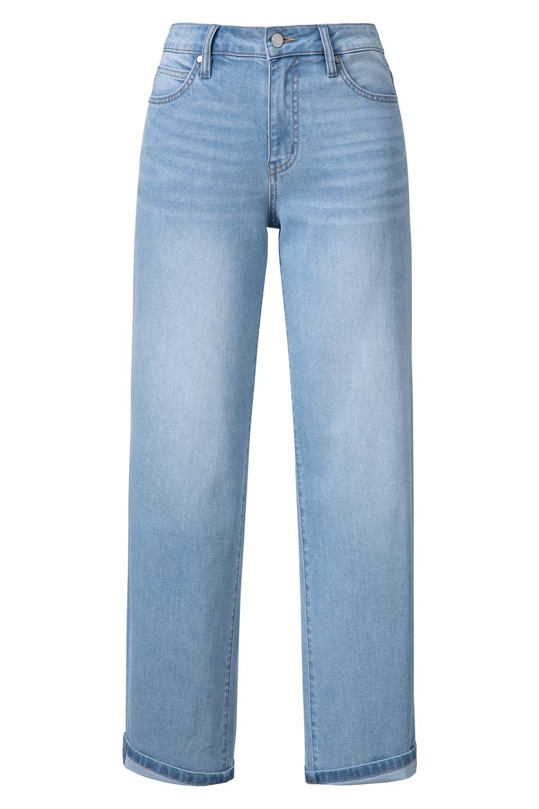 Cuffed Mid Rise Barrel Jeans, Alternate, color, LIGHT BLUE