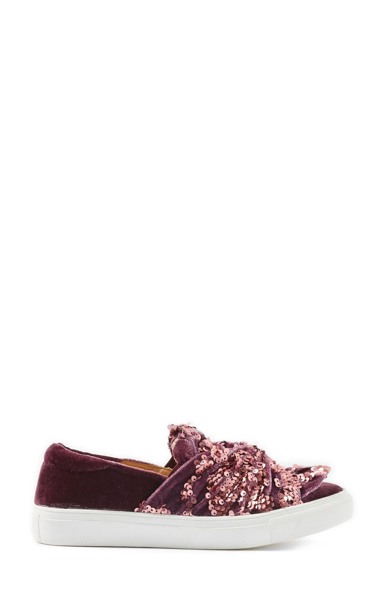 Twisted Sequin Velvet Sneakers, Alternate, color, PINK
