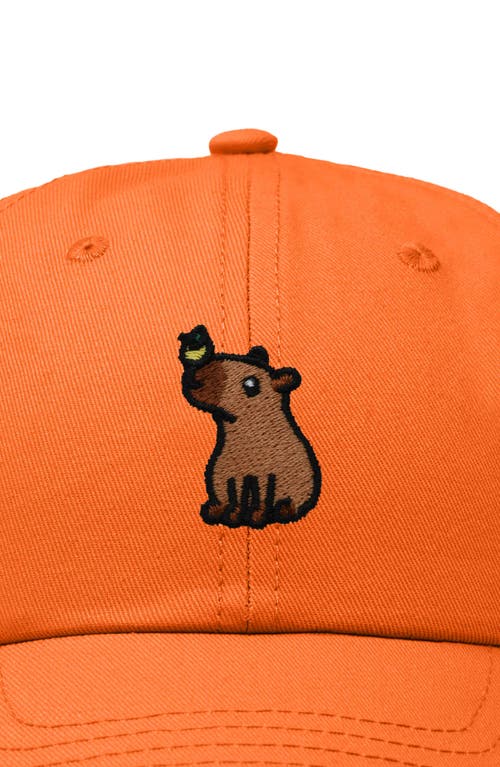 Dalix Capybara Embroidered Everyday Hat In Orange