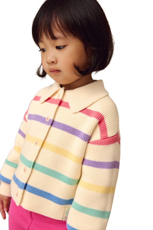 Next Kids' Rainbow Stripe Cotton Collared Cardigan In Multi