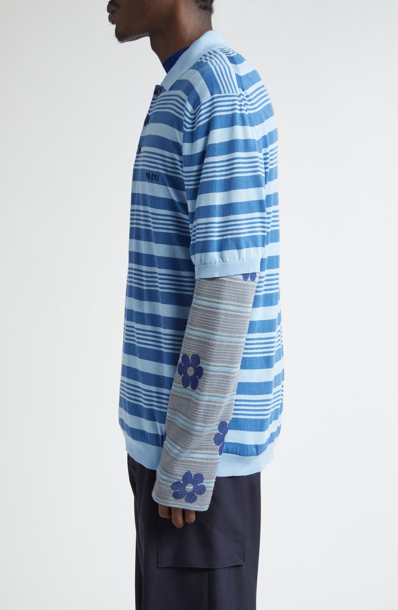 Marni Stripe Relaxed Fit Cotton Polo Sweater, Alternate, color, 