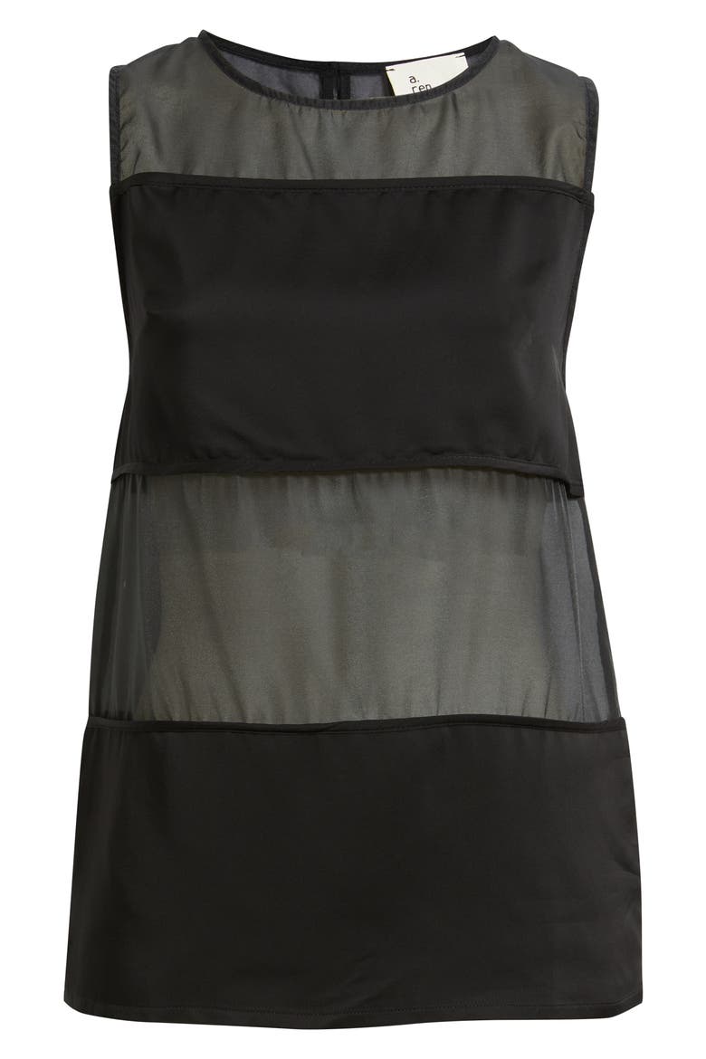 Rene Semi Sheer Panel Tank, Alternate, color, BLACK