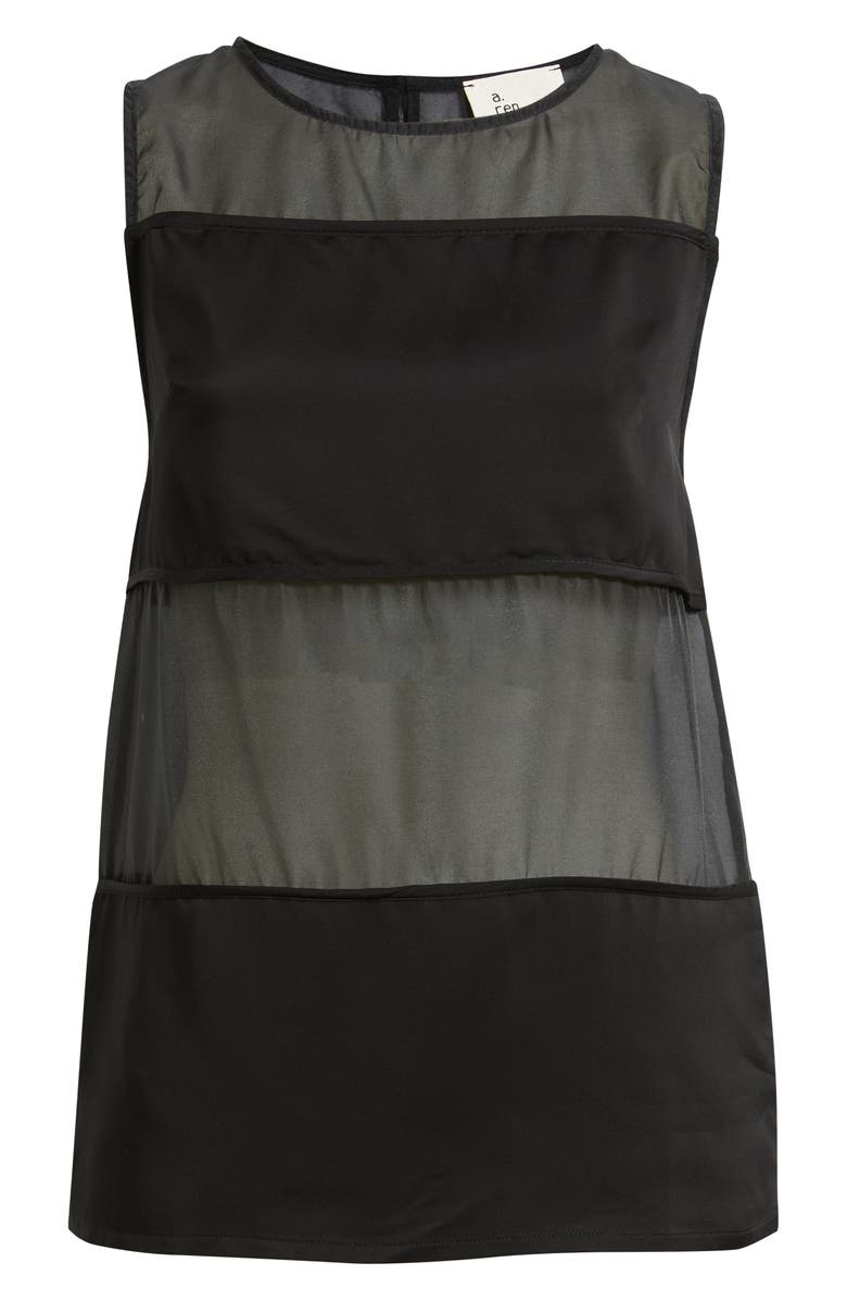 A.REN Rene Semi Sheer Panel Tank, Alternate, color, Black