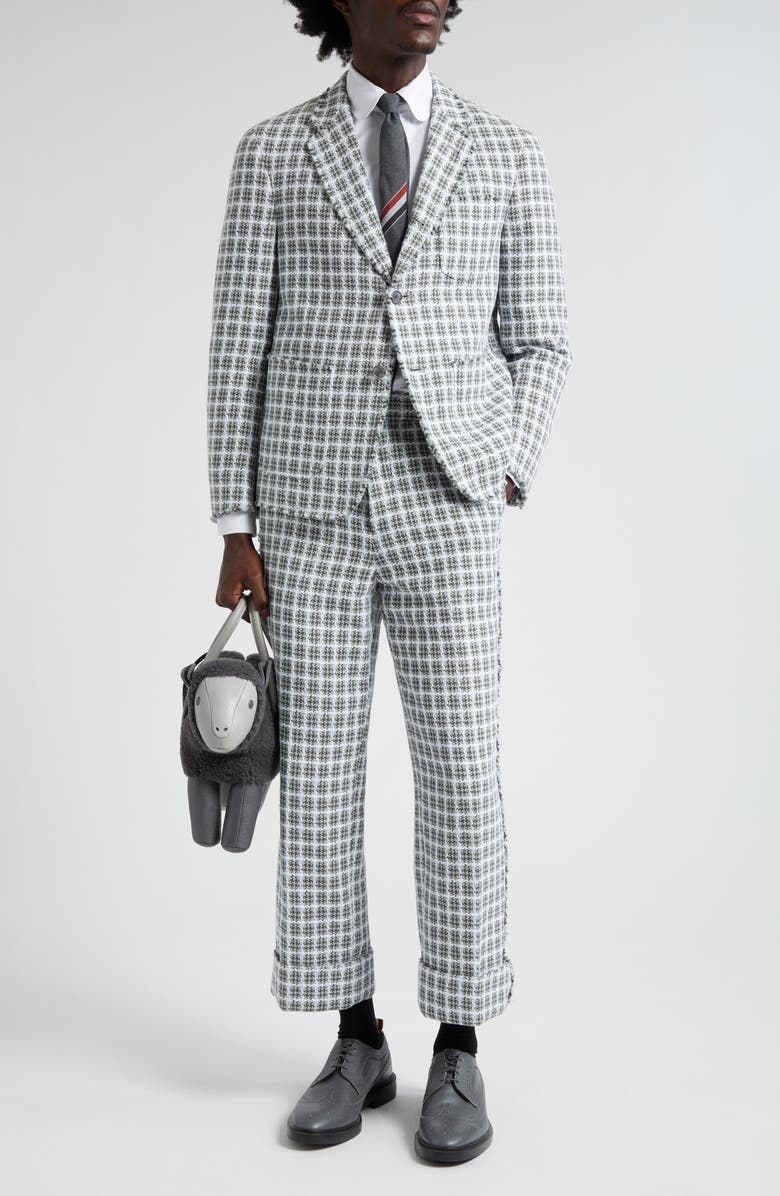 Thom Browne Unconstructed Fit Fray Edge Plaid Sport Coat, Alternate, color, 