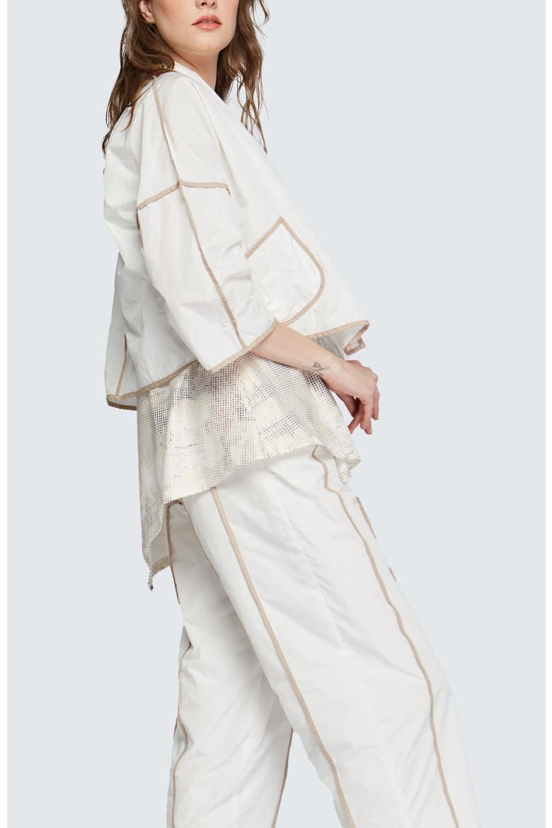 Astrid Short Memory Taffeta Jacket, Alternate, color, Ecru