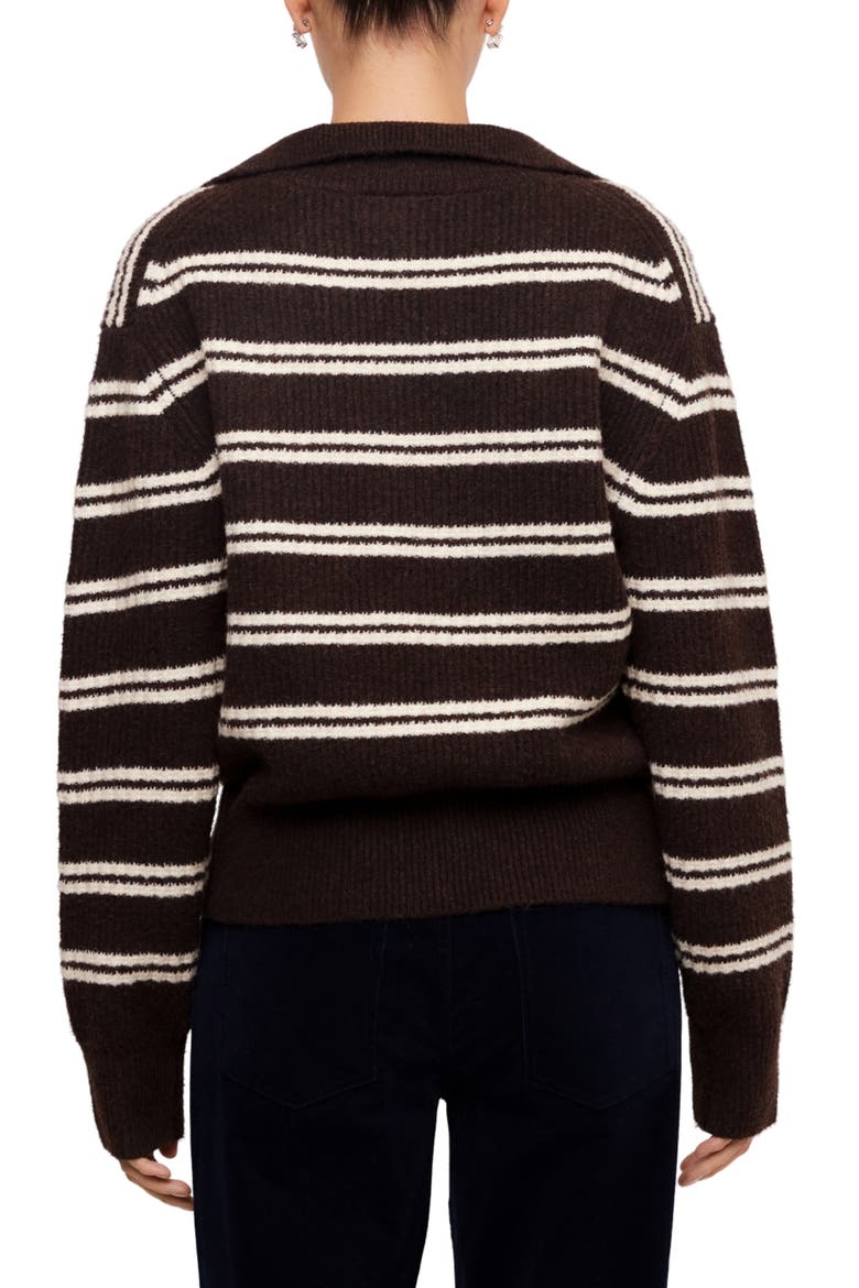 Striped Half Zip Sweater, Alternate, color, CHOCOLATE W/ CREAM