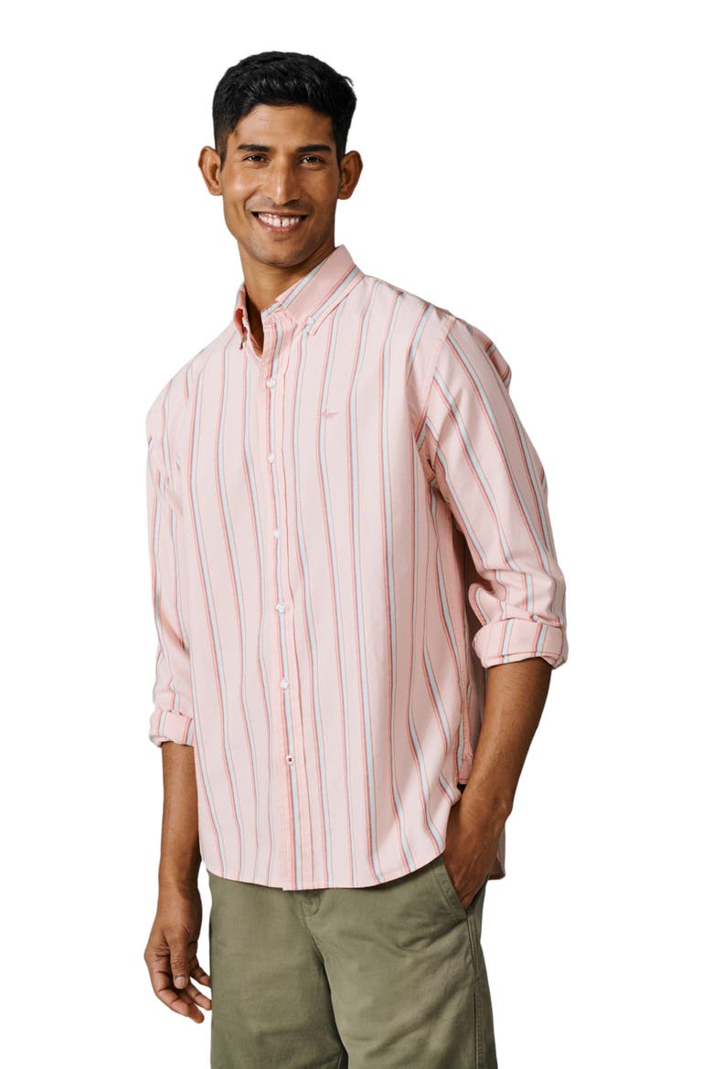 Walesby Lightweight Relaxed Oxford Shirt, Main, color, Coral Stripe