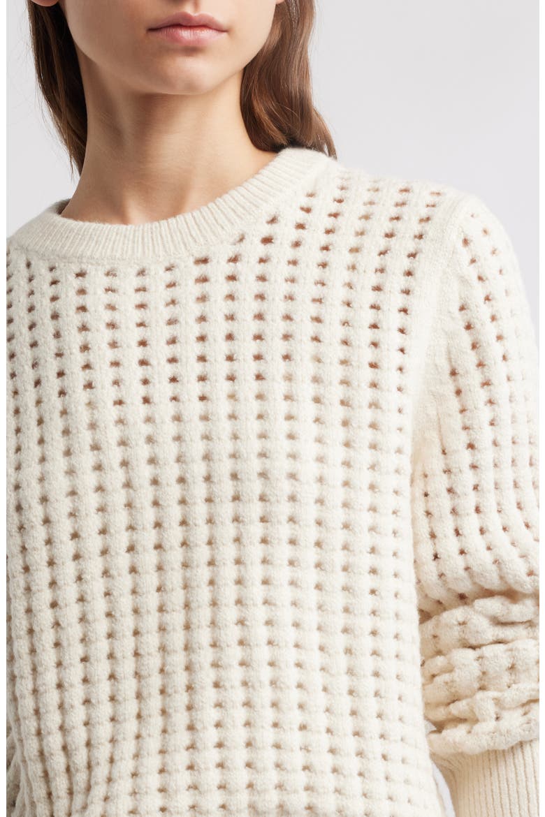 Chunky Mesh Cotton Blend Sweater, Alternate, color, IVORY DOVE