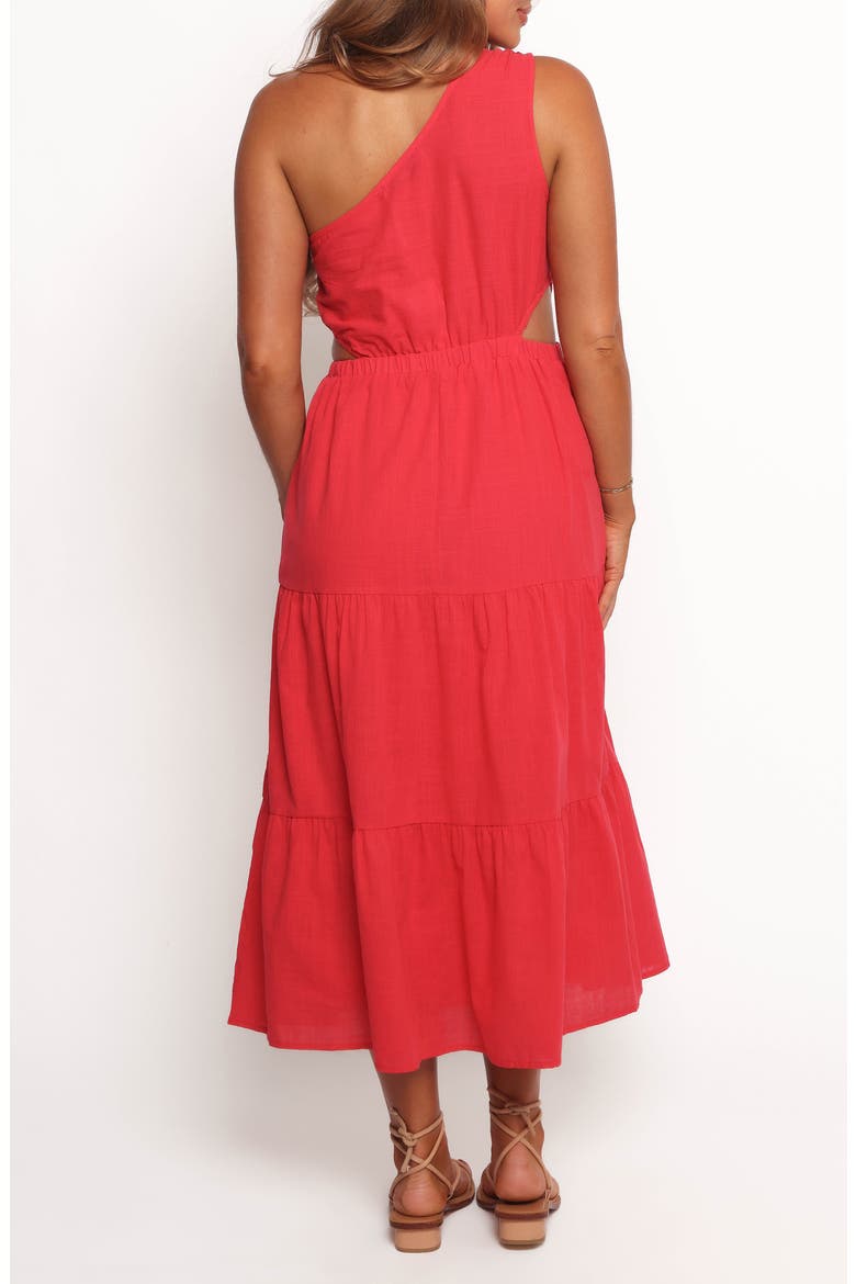 Teresa One-Shoulder Cutout Cotton Midi Dress, Alternate, color, RED