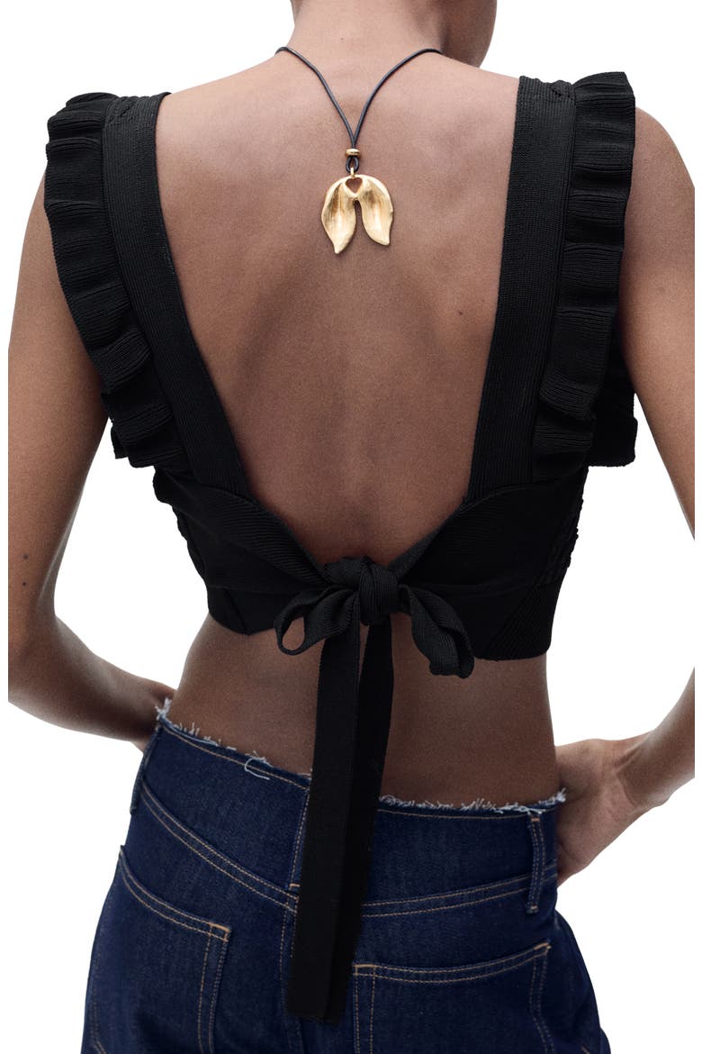 Bow Back Crop Tank, Alternate, color, BLACK