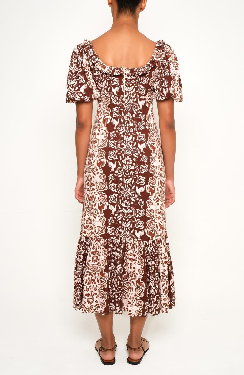 The Lulo Project The Signal Mixed Print Crepe Dress, Alternate, color, Brown Folk Paisley